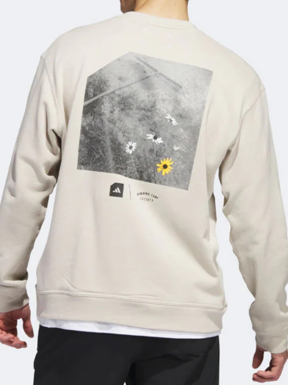 ADIDAS ADICROSS X BURNING CART Layer Crew Organic Cotton Golf Sweatshirt Size L